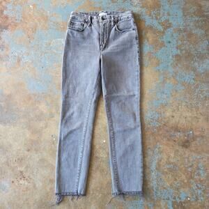 Good American Good Classic Raw Frayed Hem Jeans Size 6 28 Gray Black GCRH625TFT